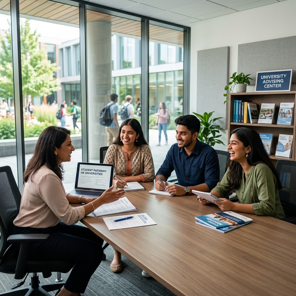 Students receiving international admissions guidance