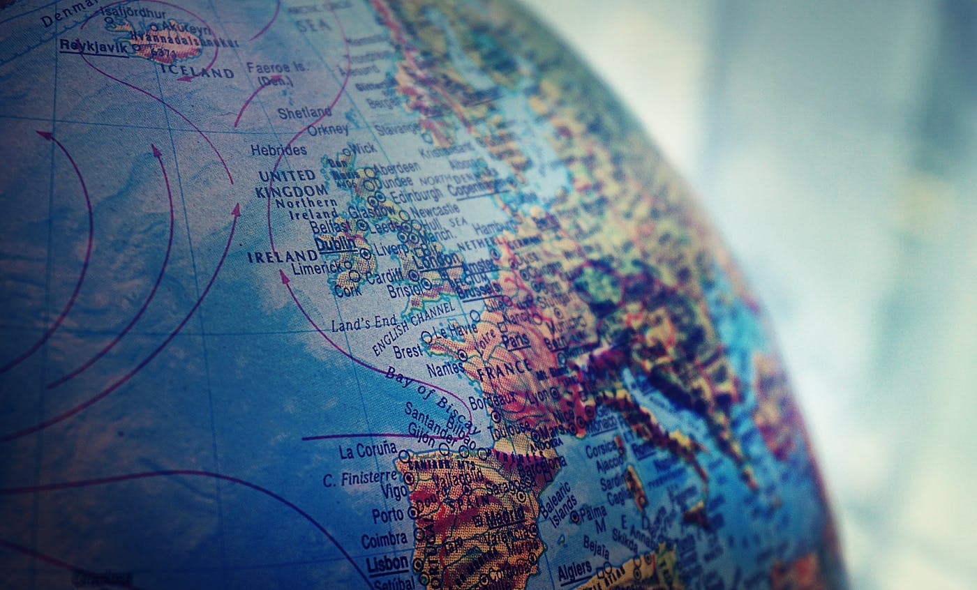 World map showing study destinations